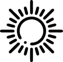 icono de sol en fondo blanco, ilustración del símbolo de icono de sol en negro sobre fondo blanco vector