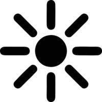 icono de sol en fondo blanco, ilustración del símbolo de icono de sol en negro sobre fondo blanco vector