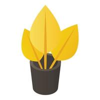 Gold flower pot icon, isometric style vector