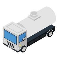 Petrol tank truck icon, isometric style vector