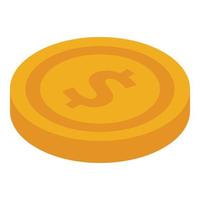 Gold coin icon, isometric style vector