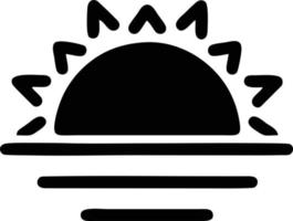 icono de sol en fondo blanco, ilustración del símbolo de icono de sol en negro sobre fondo blanco vector