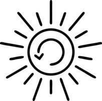 icono de sol en fondo blanco, ilustración del símbolo de icono de sol en negro sobre fondo blanco vector