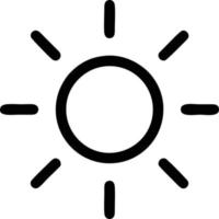 icono de sol en fondo blanco, ilustración del símbolo de icono de sol en negro sobre fondo blanco vector