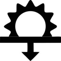 icono de sol en fondo blanco, ilustración del símbolo de icono de sol en negro sobre fondo blanco vector