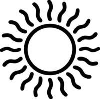 icono de sol en fondo blanco, ilustración del símbolo de icono de sol en negro sobre fondo blanco vector