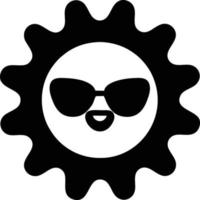 icono de sol en fondo blanco, ilustración del símbolo de icono de sol en negro sobre fondo blanco vector