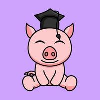 vector illustration of a cute and fat pig