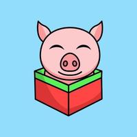 vector illustration of a cute and fat pig