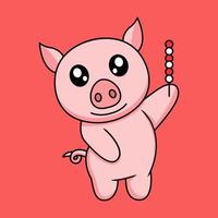 vector illustration of a cute and fat pig