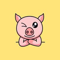 vector illustration of a cute and fat pig