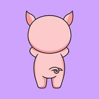 vector illustration of a cute and fat pig