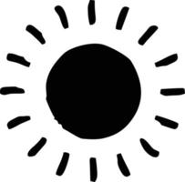 icono de sol en fondo blanco, ilustración del símbolo de icono de sol en negro sobre fondo blanco vector