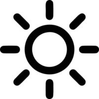 icono de sol en fondo blanco, ilustración del símbolo de icono de sol en negro sobre fondo blanco vector