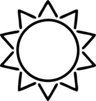 icono de sol en fondo blanco, ilustración del símbolo de icono de sol en negro sobre fondo blanco vector