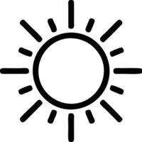 icono de sol en fondo blanco, ilustración del símbolo de icono de sol en negro sobre fondo blanco vector