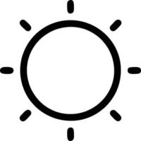 icono de sol en fondo blanco, ilustración del símbolo de icono de sol en negro sobre fondo blanco vector