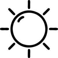 icono de sol en fondo blanco, ilustración del símbolo de icono de sol en negro sobre fondo blanco vector