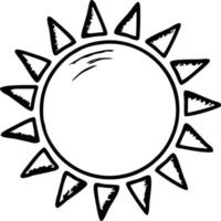 icono de sol en fondo blanco, ilustración del símbolo de icono de sol en negro sobre fondo blanco vector