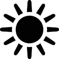 icono de sol en fondo blanco, ilustración del símbolo de icono de sol en negro sobre fondo blanco vector