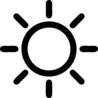 icono de sol en fondo blanco, ilustración del símbolo de icono de sol en negro sobre fondo blanco vector