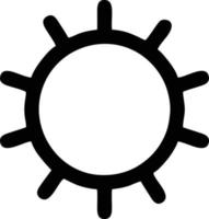 icono de sol en fondo blanco, ilustración del símbolo de icono de sol en negro sobre fondo blanco vector