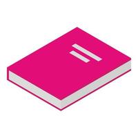 Pink color book icon, isometric style vector