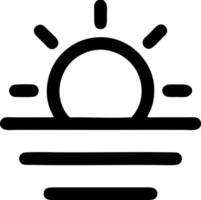 icono de sol en fondo blanco, ilustración del símbolo de icono de sol en negro sobre fondo blanco vector