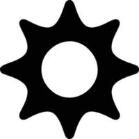 icono de sol en fondo blanco, ilustración del símbolo de icono de sol en negro sobre fondo blanco vector