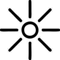 icono de sol en fondo blanco, ilustración del símbolo de icono de sol en negro sobre fondo blanco vector