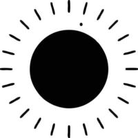 icono de sol en fondo blanco, ilustración del símbolo de icono de sol en negro sobre fondo blanco vector