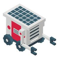 Solar panel farm robot icon, isometric style vector