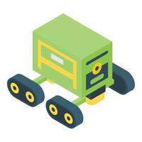 Autonomous farm robot icon, isometric style vector