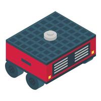 Solar panel farming robot icon, isometric style vector