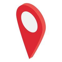 Red gps map pin icon, isometric style vector