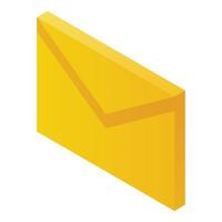 Yellow envelope icon, isometric style vector