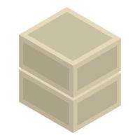 icono de pila de caja de madera, estilo isométrico vector