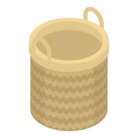 Bamboo wicker icon, isometric style vector