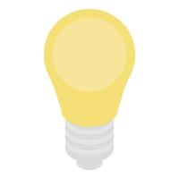 Metal light bulb icon, isometric style vector