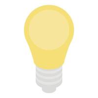 Metal light bulb icon, isometric style vector