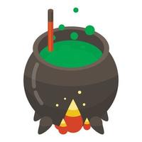 Magic cauldron icon, isometric style vector