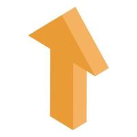 Orange arrow up icon, isometric style vector