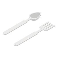 One use fork spoon icon, isometric style vector