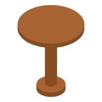 icono de mesa redonda de madera, estilo isométrico vector