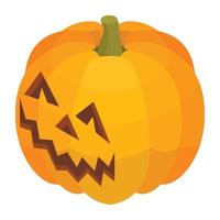 icono de calabaza de sonrisa, estilo isométrico vector