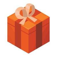 Orange gift box icon, isometric style vector