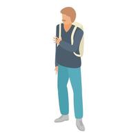 Man with backpack icon, isometric style vector