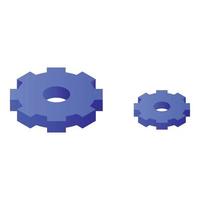 Blue gears wheels icon, isometric style vector