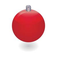 Red xmas ball tree icon, isometric style vector