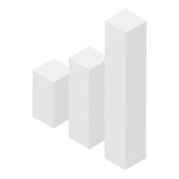 Grey bars graph icon, isometric style vector